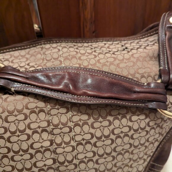 Vintage Coach 2158 Brown Signature Logo Suede Leather Hobo Shoulder - Picture 13 of 16
